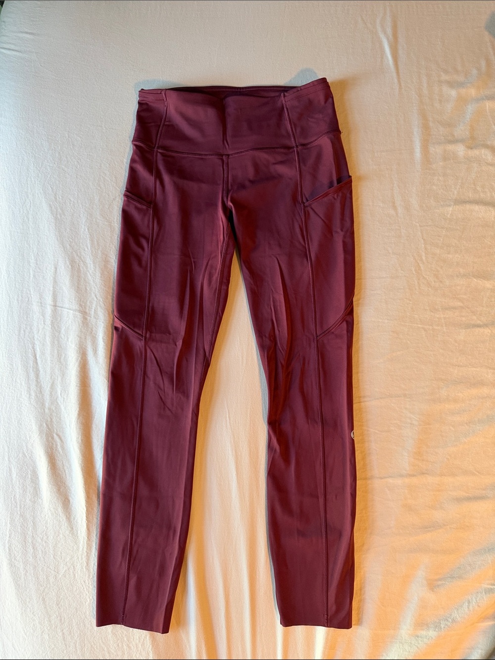 Lululemon Fast and Free Burgundy Leggings with Pockets